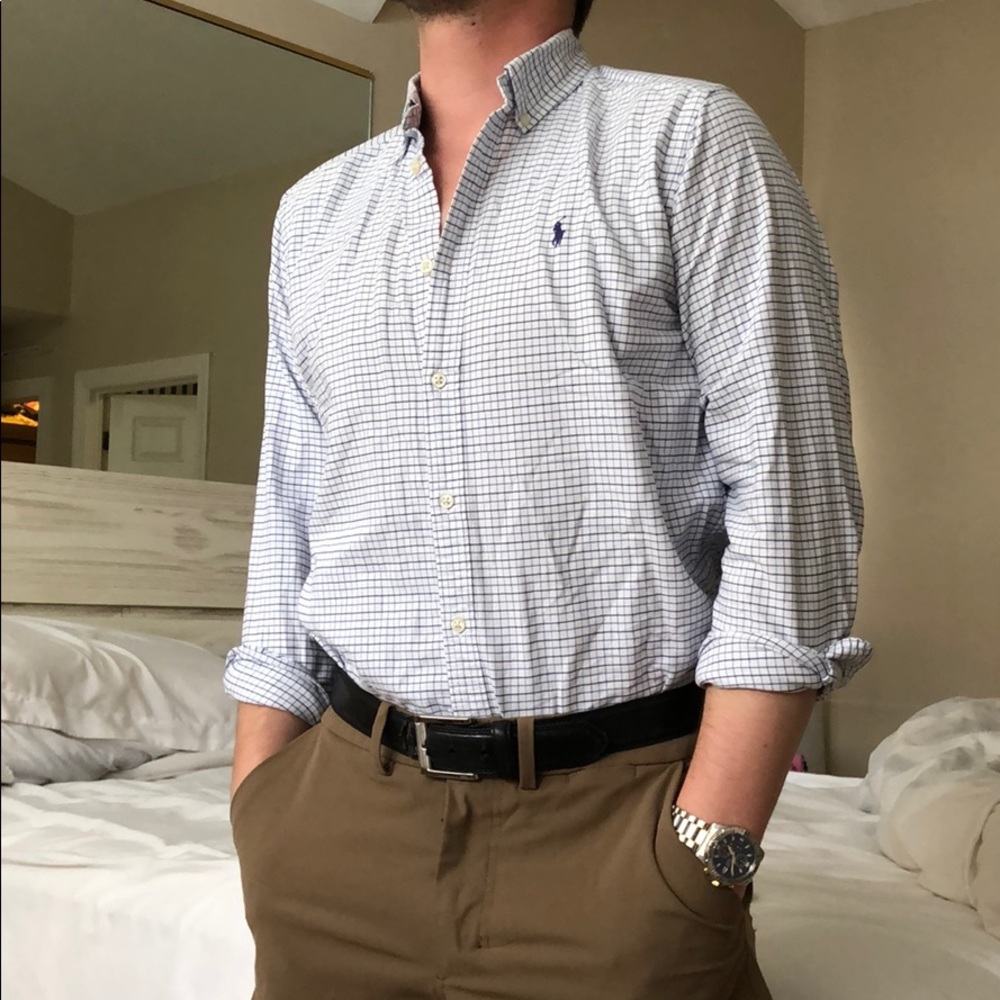 Blue and white striped Ralph Lauren